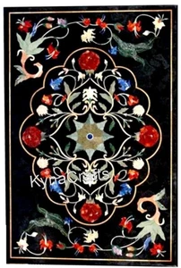 Marble Dining Table Top with Pietra Dura Art Inlay Work Elegant Reception Table - Picture 1 of 6
