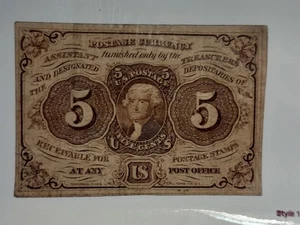 1862 First Issue 5 Cents Fractional Currency - Picture 1 of 4