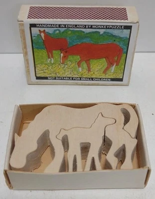 Monkeypuzzle Wooden Horse Family Puzzle Handmade England Vintage Matchbox Toy - Image 1 of 4