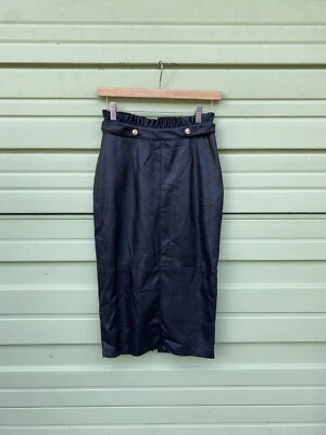New ZARA BLACK FAUX LEATHER MIDI SKIRT PENCIL SKIRT SIZE XS #B1489T - Image 1 of 4