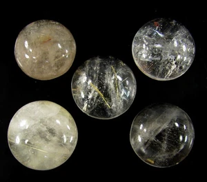 Lote de 5 piezas de piedras preciosas de cuarzo rutilo dorado natural de 45,85 quilates 14-15 mm cabujón - 61659 - Imagen 1 de 2