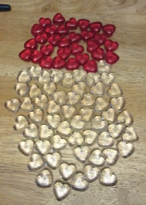 86 VTG Lot of HEART Shape 30 Red & 56 Clear Plastic Heart Shape - Picture 1 of 3
