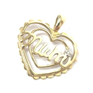 9ct Gold Mum Pendant Diamond Chip UK Hallmarked 21mm High 18.2mm Wide 1.1g - Picture 1 of 14
