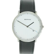 BERING 11139-404 Gent's Classic Watch White Dial Black Strap Date UK SELLER