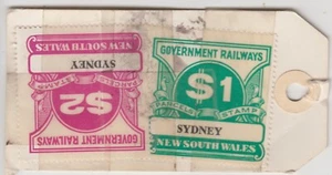 Railway Parcel Stamp $2 uprated Sydney NSW Wyong railway station Vales Point tag - Picture 1 of 2