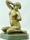 French Art Deco Bronze Sitting Nude by F. Trinque, 1930