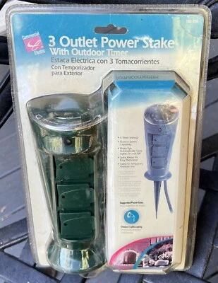 Estaca elétrica comercial de 3 tomadas com temporizador externo 182-208 nova na embalagem - Imagem 1 de 2