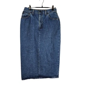 Vintage Levis 505 Jean Skirt Womens Size 13 Denim Midi Slit 95505 1206 80s 90s - Picture 1 of 7
