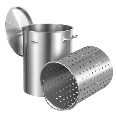VEVOR Pentola in Acciaio Inox per Cotture Salse con Coperchio a Cestello 34 L - Immagine 1 di 4