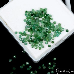 17.30 Cts/202 Pcs Natural Untreated Colombian Green Emerald Round Cut Gems Lot - Picture 1 of 7
