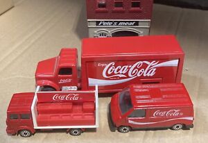 3 Ertl Corgi Die Cast Metal Coca-Cola Beverage Trucks 1/64 Coke Vintage