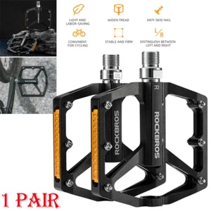 Pair Bicycle Platform Pedals Road Bikes Aluminium Alloy Anti-slip Reflective New - Picture 1 of 12