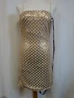 Pretty Little Thing Dress UK10 Rose Gold Strappy Sequin Bodycon BNWT #49