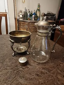 Vintage Carafe/Coffee Tea Pot. Silver Plated, Glass, C Stand & Warming Candle. - Picture 1 of 24