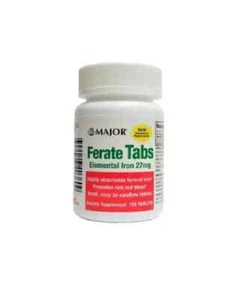 Major Mineral Supplement Ferate Tabs Iron 27 mg Strength Tablet 100 per Bottle - Picture 1 of 2
