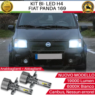 KIT LED H4 6000K PER FIAT PANDA 2 II 169 19000 LUMEN CANBUS XENON 100% NO ERRORE - Immagine 1 di 4