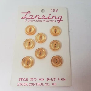 Vintage Lansing Two Holes Flat Buttons NOS Light Orange Small Eye Cut 1/2" .5" - Picture 1 of 4