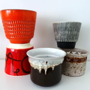 5er Set Blumentopf Übertopf Mid Century Planter Keramik 60er 70er - Bild 1 von 12