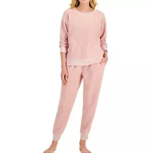 Jenni By Jennifer Moore Women's Solid Sherpa Pajama Set Pink Size X-Small - Picture 1 of 1