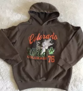 Sudadera con capucha Wolves of Colorado para niños marrón naranja verde manga larga 10-12 - Imagen 1 de 7