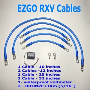 4 AWG EZGO RXV Golf Cart 48V 4 Gauge Battery Cable Wiring Set 5pcs W/voltmeter - Picture 1 of 5