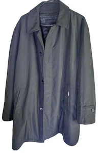Bill Blass Men's 40 S Trench Coat Removable Lining Black Classic Business Coat - Picture 1 of 12