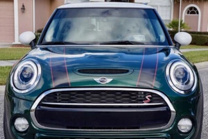 Black w/Red Hood Stripe Decals for Mini Cooper 2014-2024 Exact Fit No trimming - Picture 1 of 6