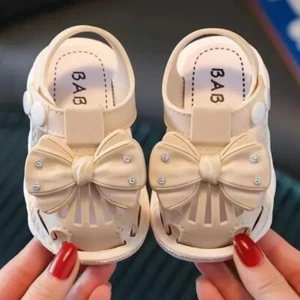 Baby Girls Infants Sandals Soft Sole Shoes Newborn Toddler Bow Slippers Summer - Picture 1 of 7