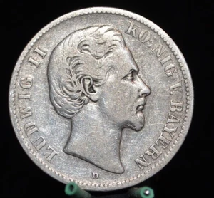 - M.F.B -Dt. Impero - 2 marchi 1876 D. - Baviera Re Ludovico II - 3° - Foto 1 di 4