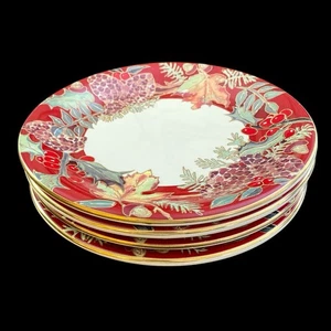 F. Giorgi Crimson Wreath Dinner Plates Set Christmas Holiday Table Decor Italy - Picture 1 of 11