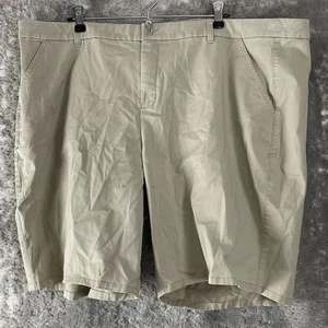 Lane Bryant Plus Size 24 Flat Front Casual Preppy Chino Shorts Beige Pocket - Picture 1 of 9
