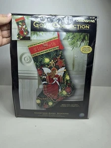 Gold Collection Dimensions CHRISTMAS ANGEL Trumpet Needlepoint Stocking Kit 9135 - Picture 1 of 3