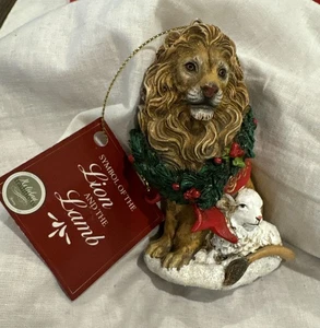 "Adorno de Navidad de león y cordero resina tradiciones navideñas 4""" - Imagen 1 de 17