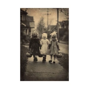 Vintage 20er Jahre Kinder Trick-or-Treating ungerahmter Poster Druck - gerolltes Poster - Bild 1 von 49