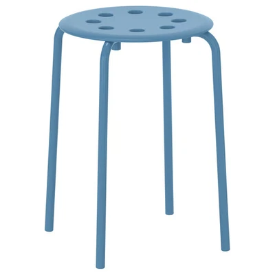 IKEA MARIUS Stool Blue 17¾" Lightweight Stackable Chair Seat Modern Home Bar - Image 1 of 4