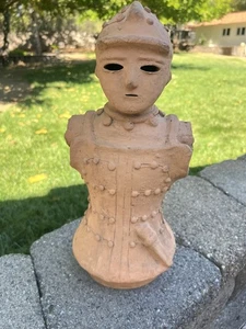 VINTAGE JAPANISCHE SAMURAI KRIEGER TERRAKOTTA TON 10,5" STATUE SKULPTUR HANIWA - Bild 1 von 10