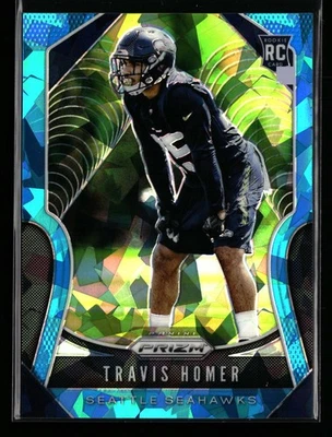 Travis Homer 2019 Panini Prizm #340 Blue Ice #/99 Rookie Seattle Seahawks - Image 1 of 2