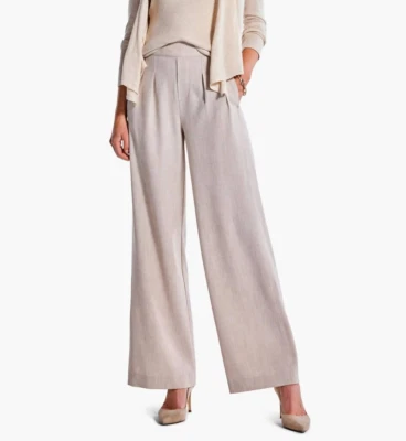 Pantalones Nic+Zoe Bi-Elásticos Sarga Pierna Ancha 2 Biscotti Brezo Nuevos con Etiquetas DEFECTO $168 Foto 1 de 4