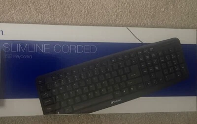 Verbatim Slimline Corded Usb Keyboard - Black - Cable Connectivity - Usb 2.0 - Image 1 of 2