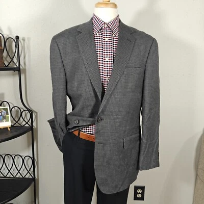 Abrigo deportivo Blazer Ralph Lauren para hombre pata de gallo gris seda lana cachemir talla 44L Foto 1 de 4