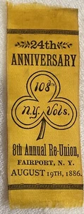 GAR 1886 FAIRPORT, NEW YORK - 108th NEW YORK VOLS - 24TH ANNIVERSARY BADGE - Picture 1 of 2