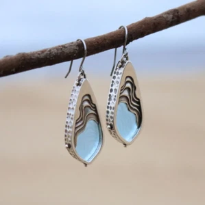 BoldB Aquamarine Blue Sway Dangle Earrings New in Box - Picture 1 of 12