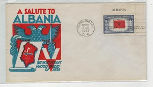 1943 Segunda Guerra Mundial Patriótico FDC STAEHLE PAÍSES INVADIDOS 918 ALBANIA PLACA DE IDENTIFICACIÓN ÚNICA - Imagen 1 de 1