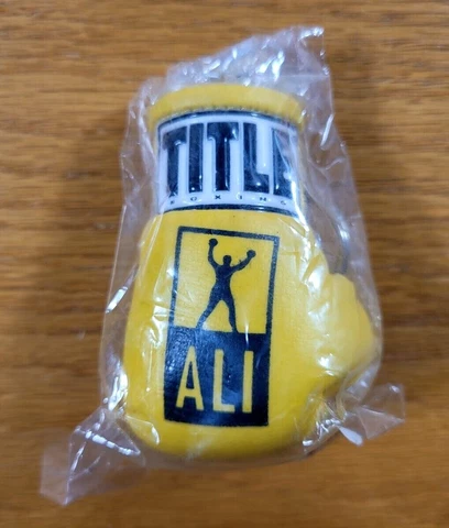 MUHAMMAD ALI - Miniature 3" Inch Yellow Title Boxing Glove Key Ring Key Chain Cover