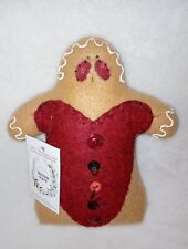Handmade Felt 9” Gingerbread Man Decor - Mountainside Blessings Folk Art