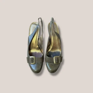 📖🥀 ¡Tacones de cuero vintage y2k Bebe verde hebilla honda trasera! Talla 6 - Imagen 1 de 12