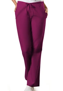 Cherokee Workwear Natural Rise Flare Leg Drawstring Pant Tall 4101T WINW Wine - Picture 1 of 3