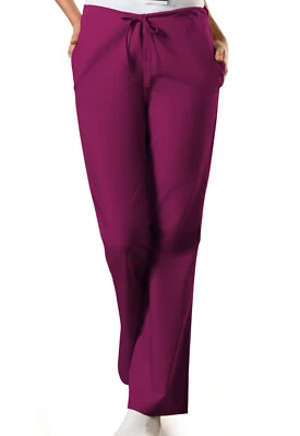Cherokee Workwear Natural Rise Flare Leg Drawstring Pant Tall 4101T WINW Wine - Image 1 of 3