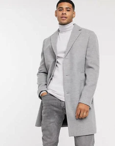 BNWT NEW LOOK Grey Overcoat Jacket 06542355 Mens XS - Picture 1 of 4