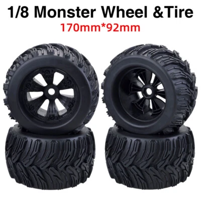 4x 17mm Hub Rad Felge Reifen für 1/8 Monster Truck Traxxas HSP HPI Racing RC Car - Bild 1 von 4